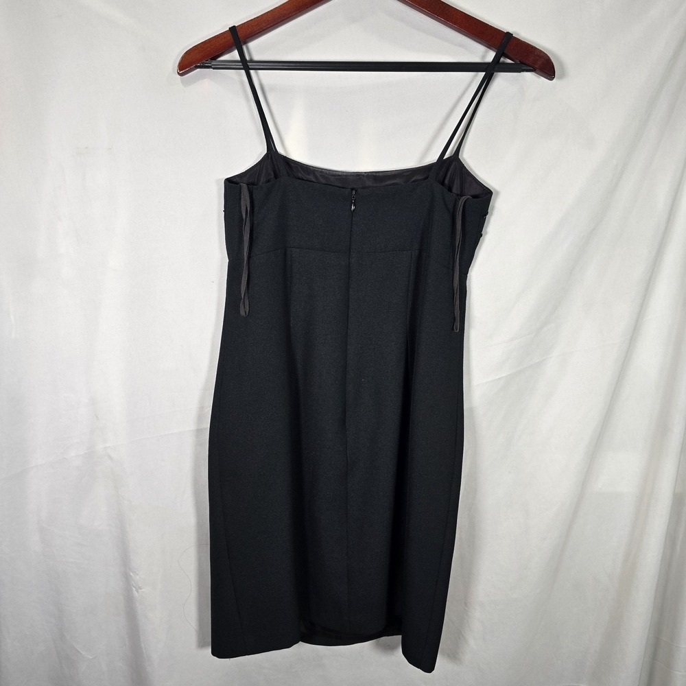 Vintage Hugo Buscati Black Mini Dress Y2K Dress Size 4P 2000s Beaded Embellish - Picture 5 of 6